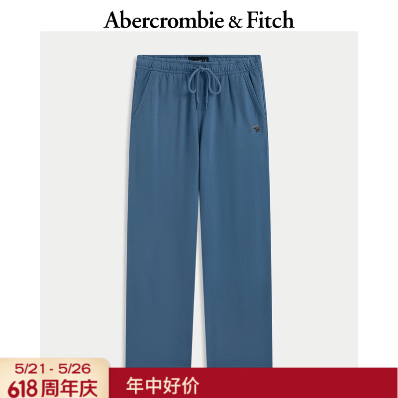 Abercrombie &amp; Fitch经典小麋鹿图案美式毛圈布直筒运动卫裤长裤26春男装134-6020 深蓝色 XS (170/70A) 偏大偏长，建议小一码