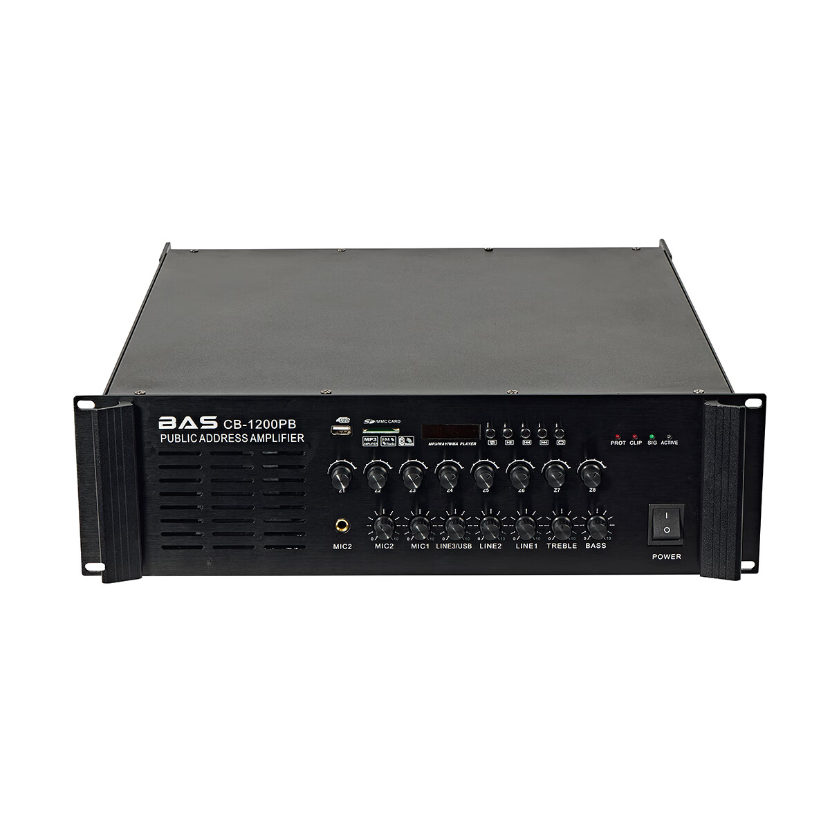 BAS1200w 8分区独立调音定压功放 功率放大器 背景音乐 公共广播 吸顶喇叭 店铺功放 CB-1200PB 黑色 480*460*132mm