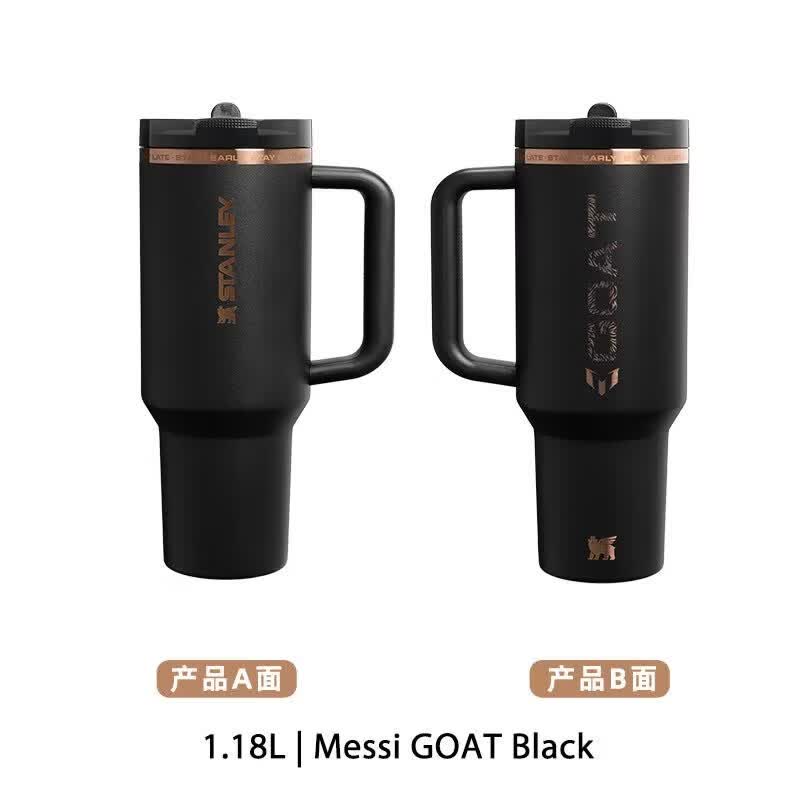 STANLEY户外保冷杯 送老爸钓鱼MESSI&amp;Stanley1913 梅西联名款保温杯大容 【MESSI联名款吸管杯】GOAT Black-1