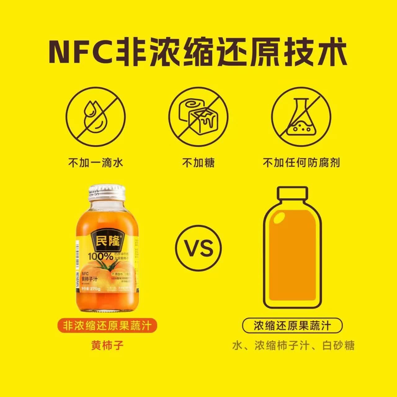 民隆100%黄西红柿果蔬汁营养NFC270g瓶装内蒙古五原黄柿子健康饮品 270g黄柿子*6瓶