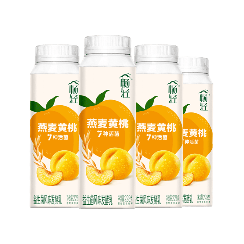 伊利畅轻低温酸奶 燕麦+黄桃口味酸牛奶228g*4 风味发酵乳