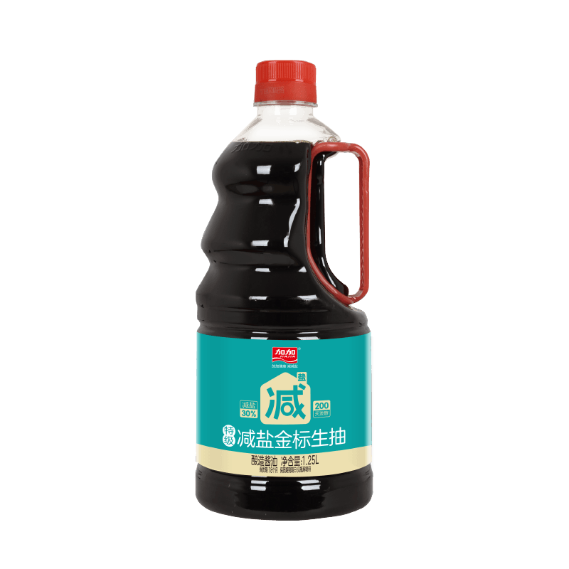 加加减盐金标生抽1.25L【特级 减盐30%】蒸鱼豉香酱油家用调味品
