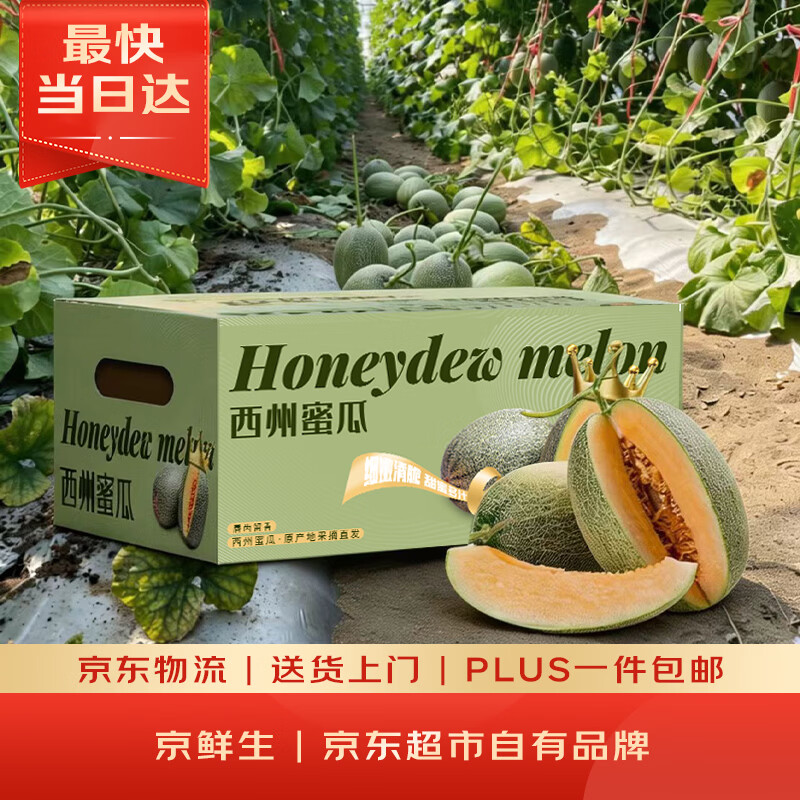 京鲜生 海南哈密瓜西州蜜/西周蜜  2粒5-7斤  生鲜水果礼盒 