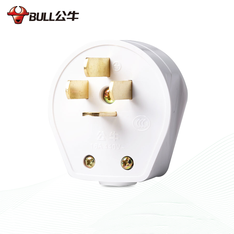 公牛 插头工业接线板440v 16a三相四极插头gn-t16 四脚扁插头 定制