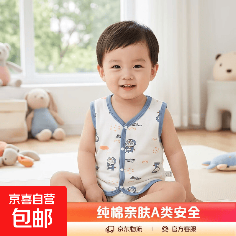 儿童马甲春夏外穿婴儿纯棉背心男女童薄款小马夹宝宝新生幼儿坎肩 叮当猫 90