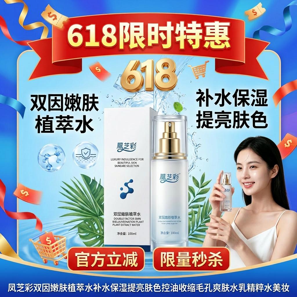 凤芝彩双因嫩肤植萃水补水保湿提亮肤色控油收缩毛孔爽肤水乳精粹水美妆