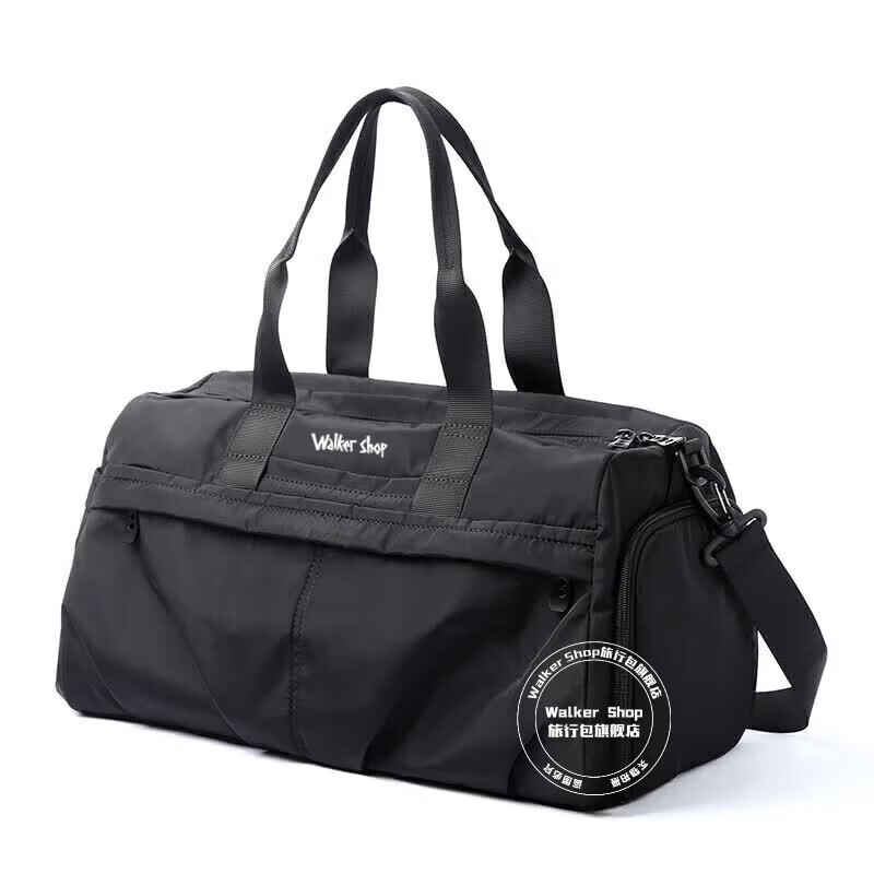 Walker Shop品牌旅行包男干湿分离健身包训练包大容量出差行李包单肩斜跨包 黑色25L【独立鞋仓】