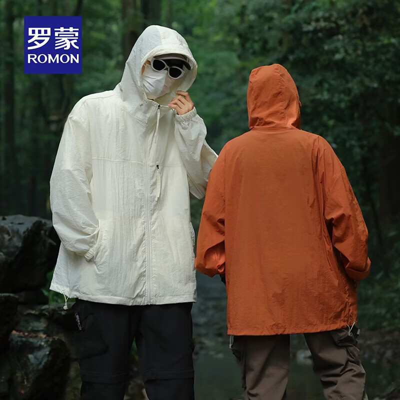 罗蒙（ROMON）UPF50+防晒衣男女同款轻薄透气排汗2026夏季新款时尚休闲防晒服 米白 M (165) 京东折扣/优惠券