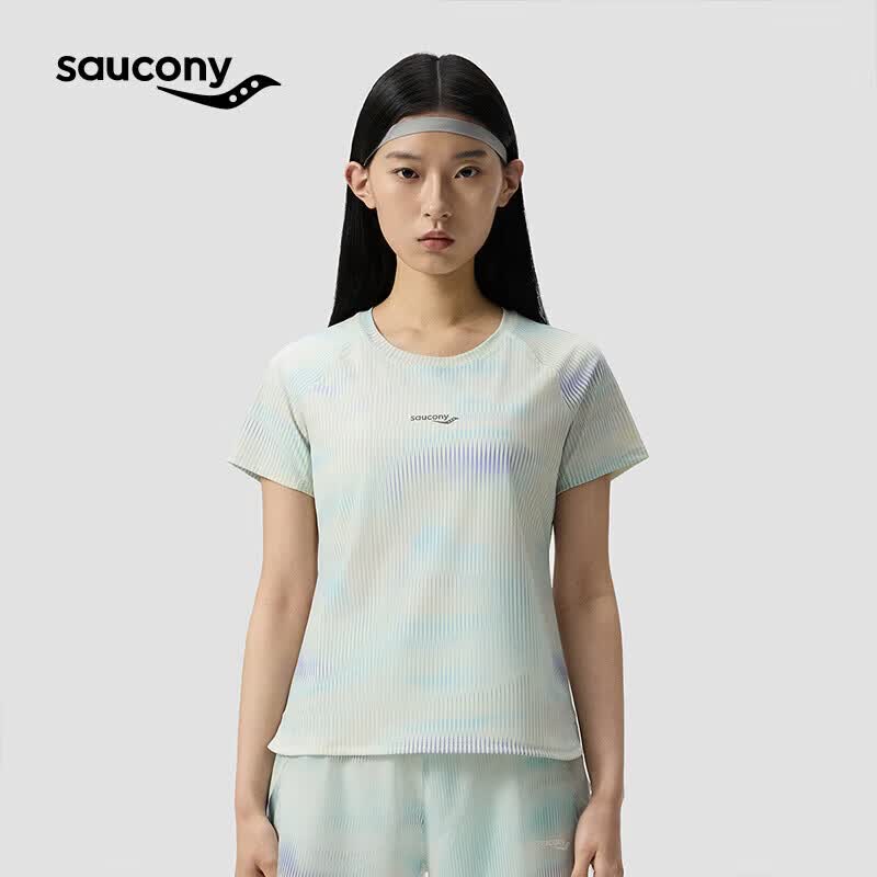SAUCONY索康尼官方女子宽松休闲舒适亲肤运动生活圆领短袖针织衫