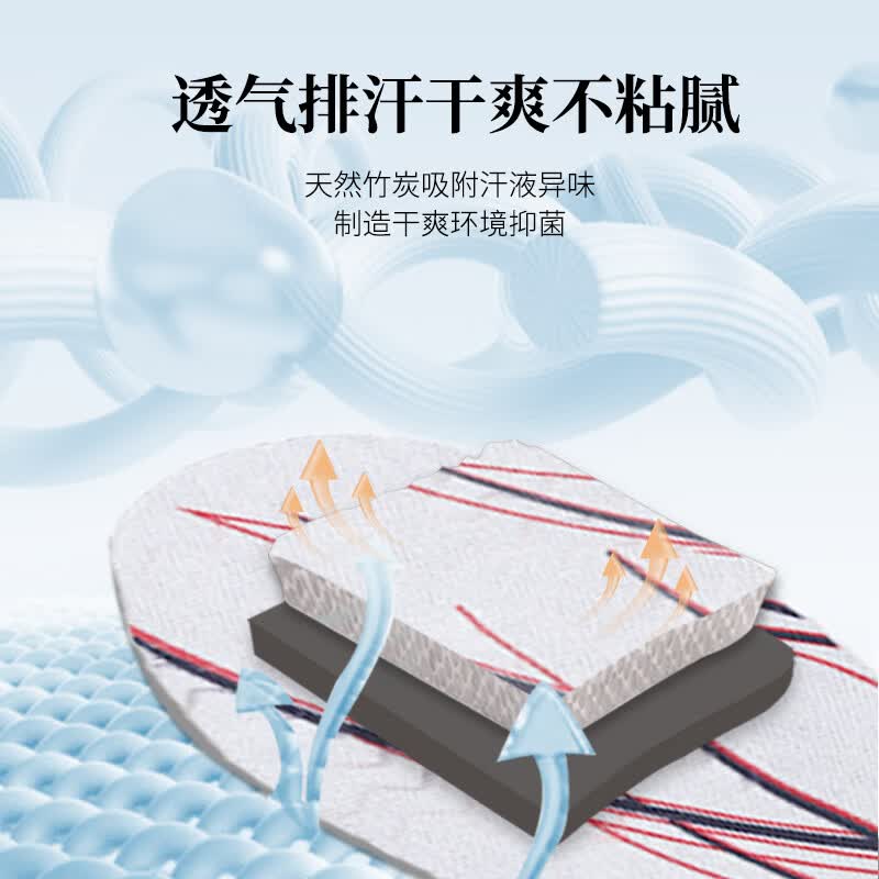 康炭予 防臭鞋垫净味干爽透气抗菌鞋垫吸汗不闷脚男款运动减震足弓支撑 吸汗防臭减震运动花纹款2双装 44男码【炭益康】