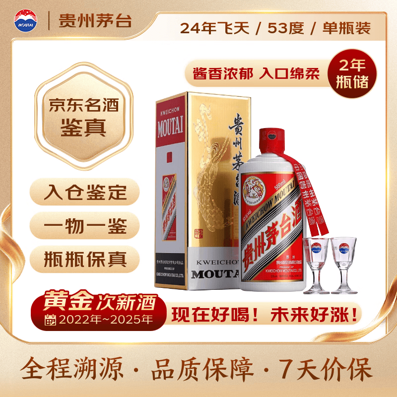 茅台 2024年 飞天 酱香型白酒 53度 500ml 单瓶装【名酒鉴真】