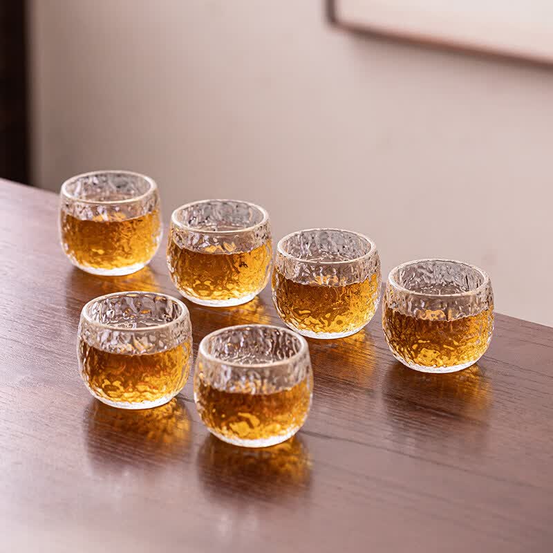 迦图鲮耐热玻璃透明品茗茶锤纹杯家用功夫茶具套组水杯个性化主人啤酒杯 竖条纹杯1个100ML 100mL以下