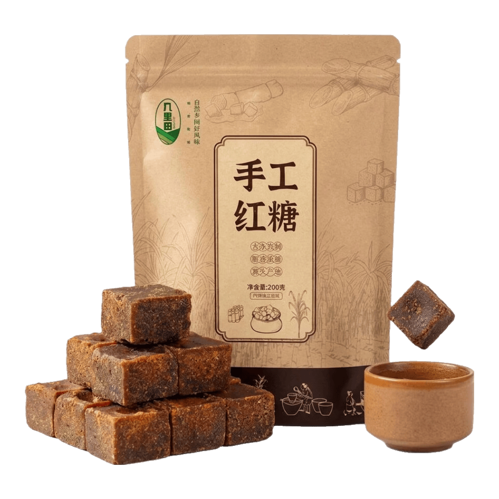几里田广西特产传统手工红糖200g  甘蔗 无添加 独立包装 红糖块 补气血