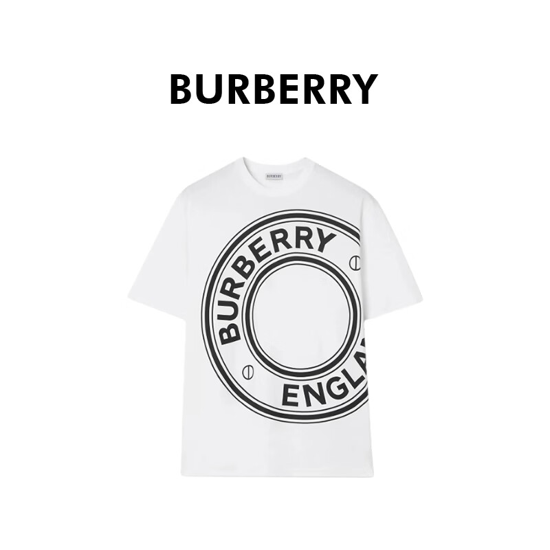 BURBERRY巴宝莉男士白色Logo印花圆领短袖T恤81209491 S 情侣款法国直邮