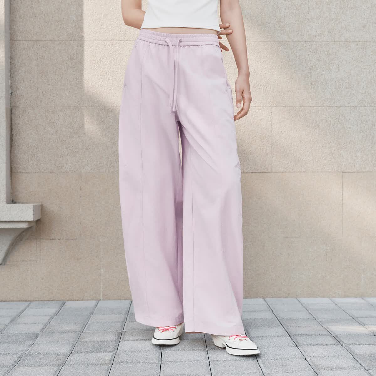 森马（Semir）休闲裤女夏防晒吸湿速干肌理分割宽松阔腿裤2026新款户外长裤薄款 橡皮粉61216 M