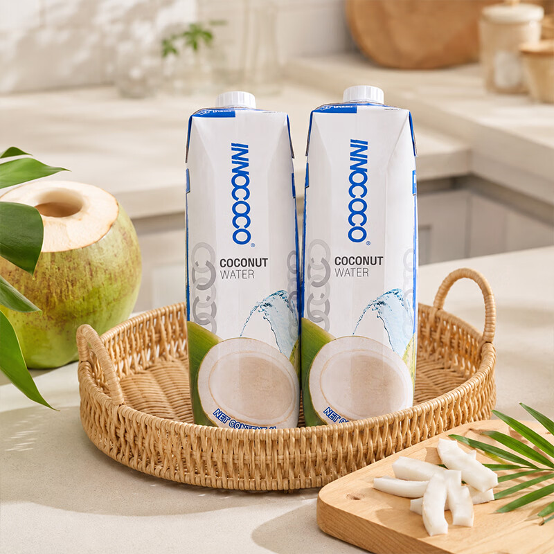 INNOCOCO椰子水泰国原装进口100%纯椰子汁孕妇专用0脂0添加果汁电解质饮料 天然椰子水 1L*2瓶【尝鲜装】