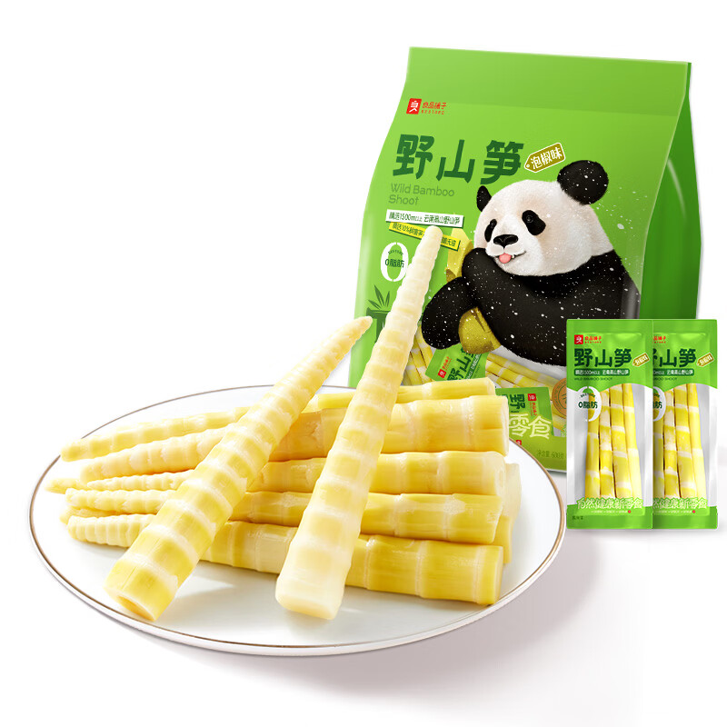 良品铺子高海拔野山笋笋尖小包装泡椒即食竹笋脆嫩无渣 【量贩装】泡椒味野山笋600g*1袋