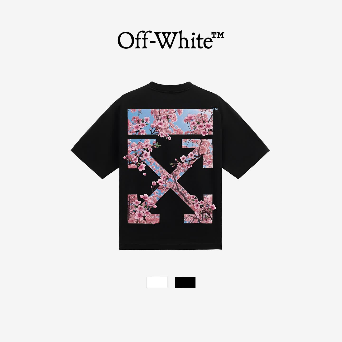 OFF-WHITE明星同款东岸落樱宽松短袖t恤圆领夏季2026新款上衣情侣 黑色 M