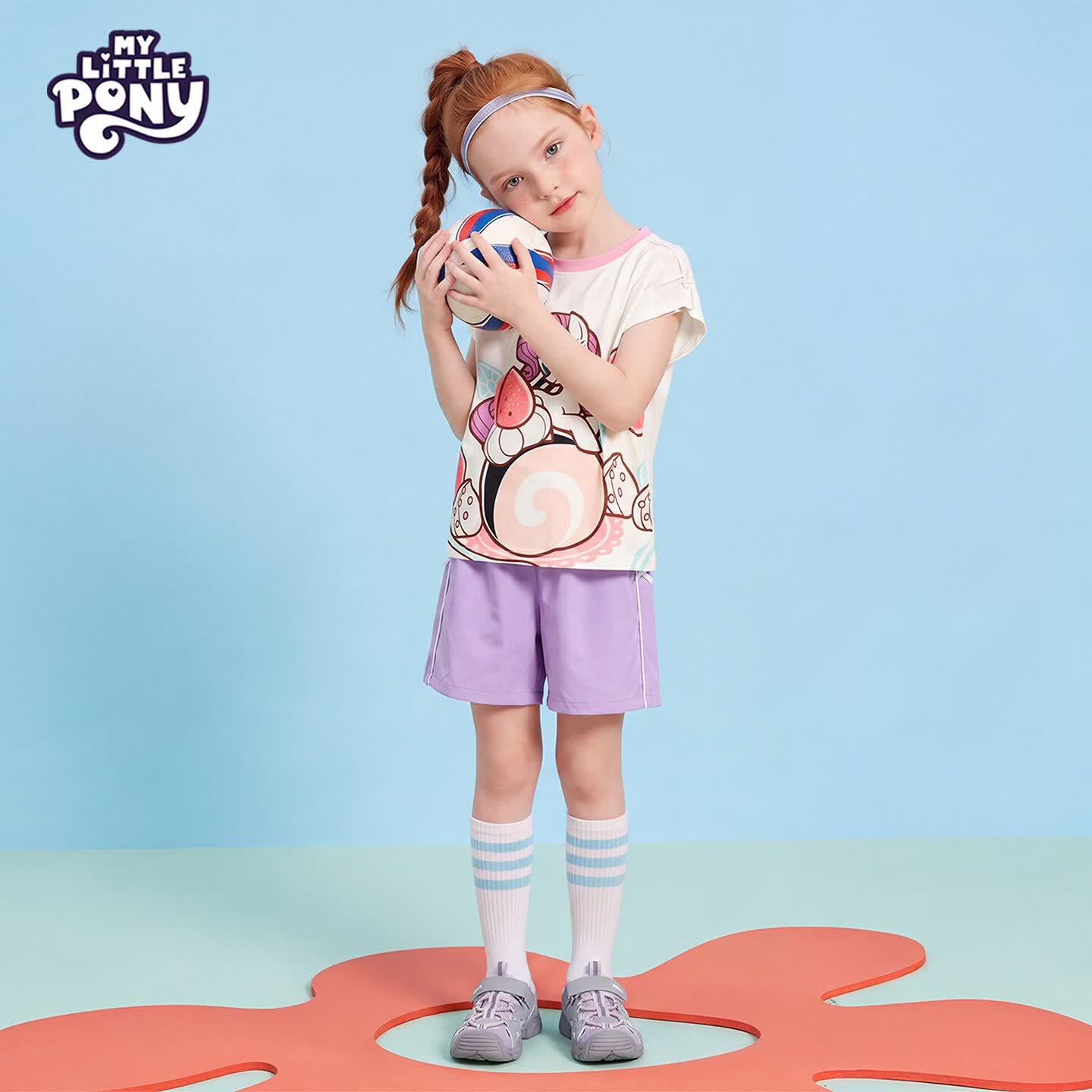 小马宝莉(MY LITTLE PONY)女童夏日套装2026新款多巴胺短袖t恤女孩宽松运动五分裤 玫粉 140 140cm