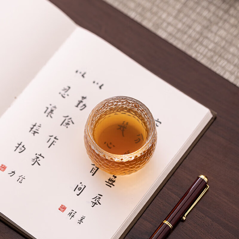 迦图鲮耐热玻璃透明品茗茶锤纹杯家用功夫茶具套组水杯个性化主人啤酒杯 竖条纹杯1个100ML 100mL以下