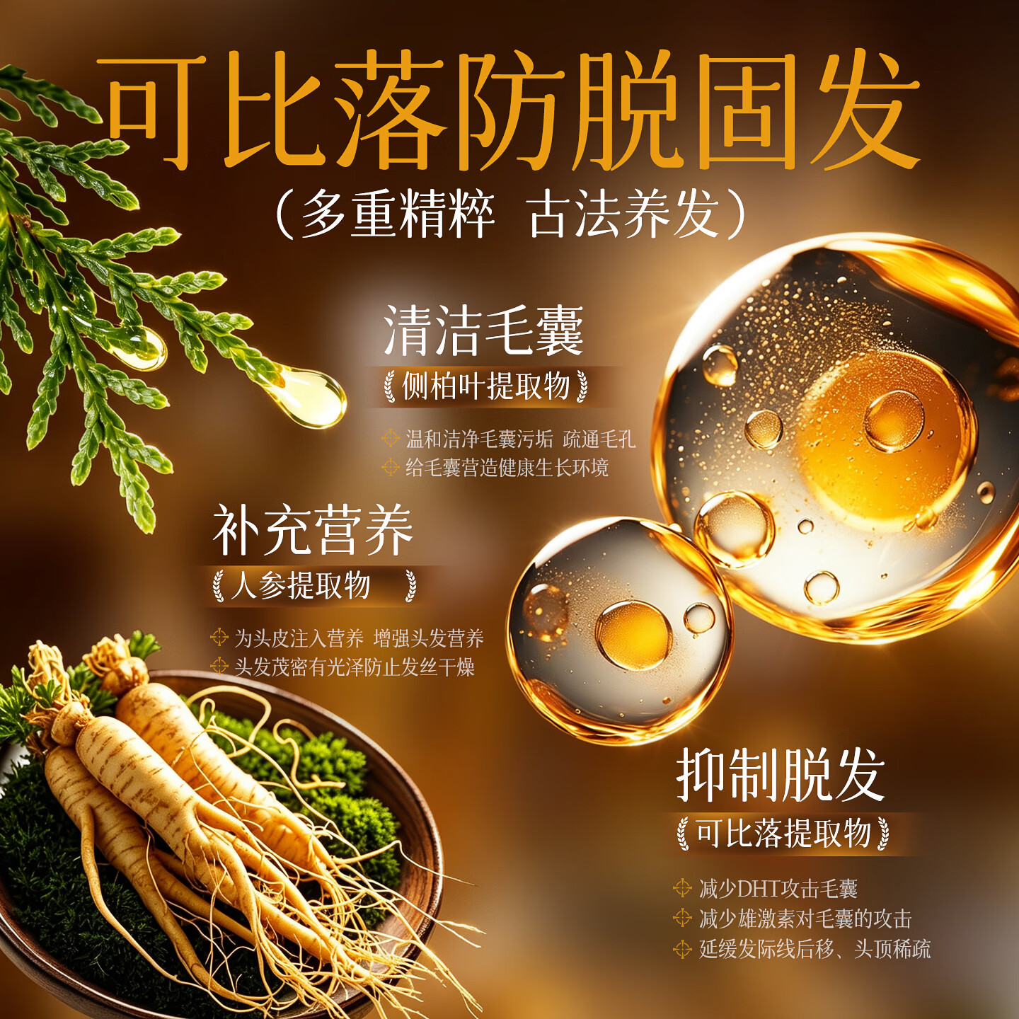三个魔发匠可比落防脱育发液固发头发生长发剂激活毛囊增发密发剂头皮精华液 【药房同款】重度脱发止脱精华液 50ml*1支