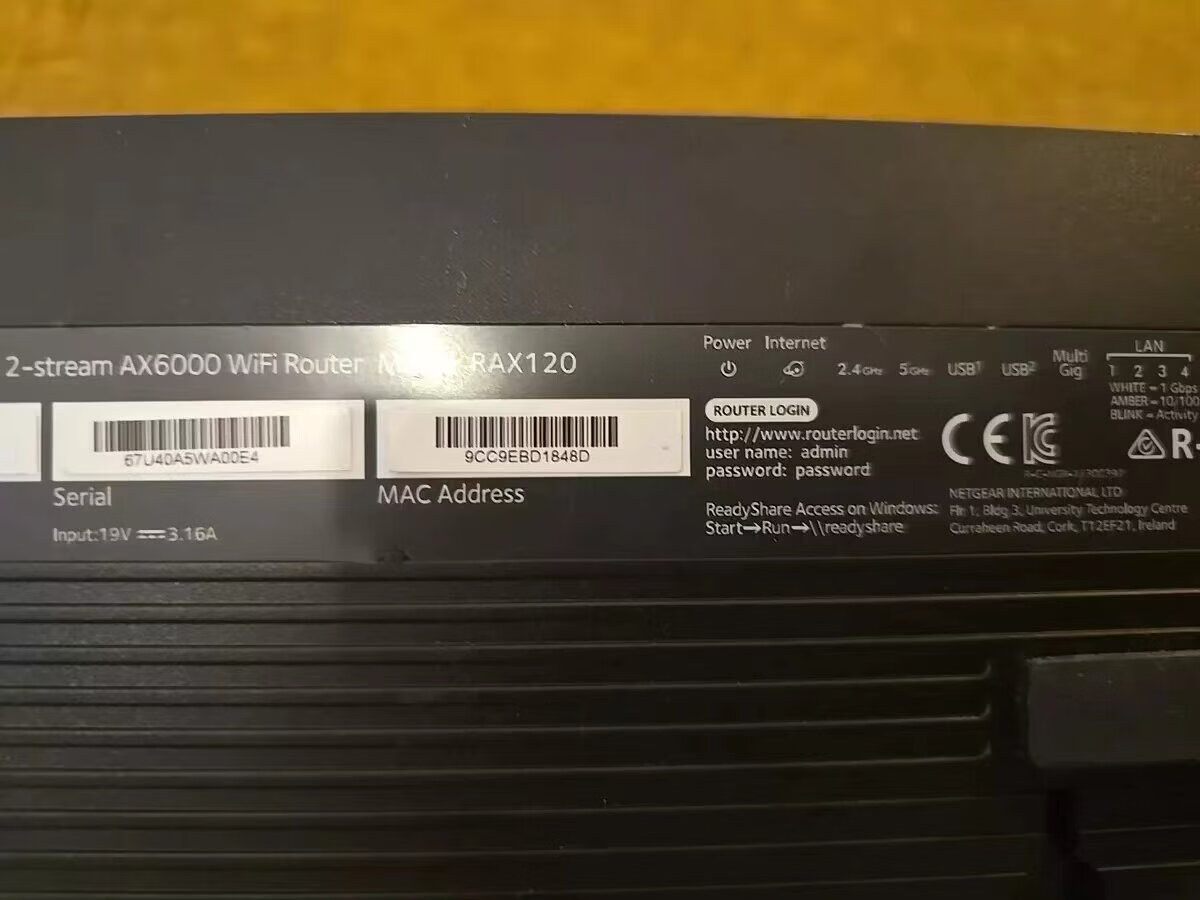 网件（NETGEAR）NIGHTHAWK RAX120 RAXE300 RAXE500 AXE7800无线路由器WiFi6E RAX120 WiFi6简包