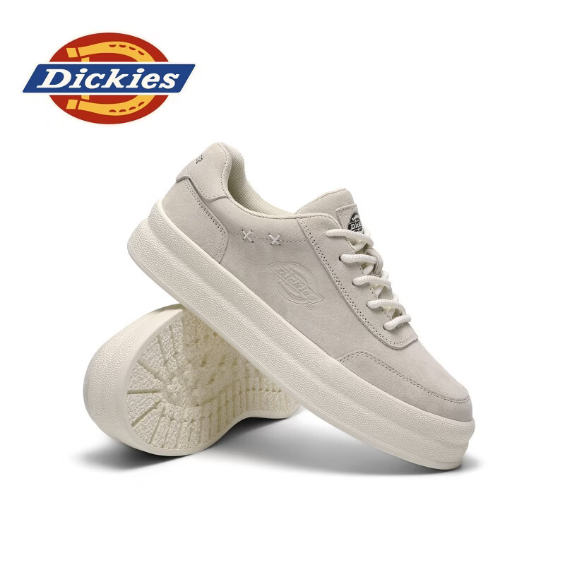 Dickies品牌男鞋2026春季新款百搭休闲鞋复古百搭防滑耐磨厚底运动板鞋男 米灰 41 41/255(2.5)