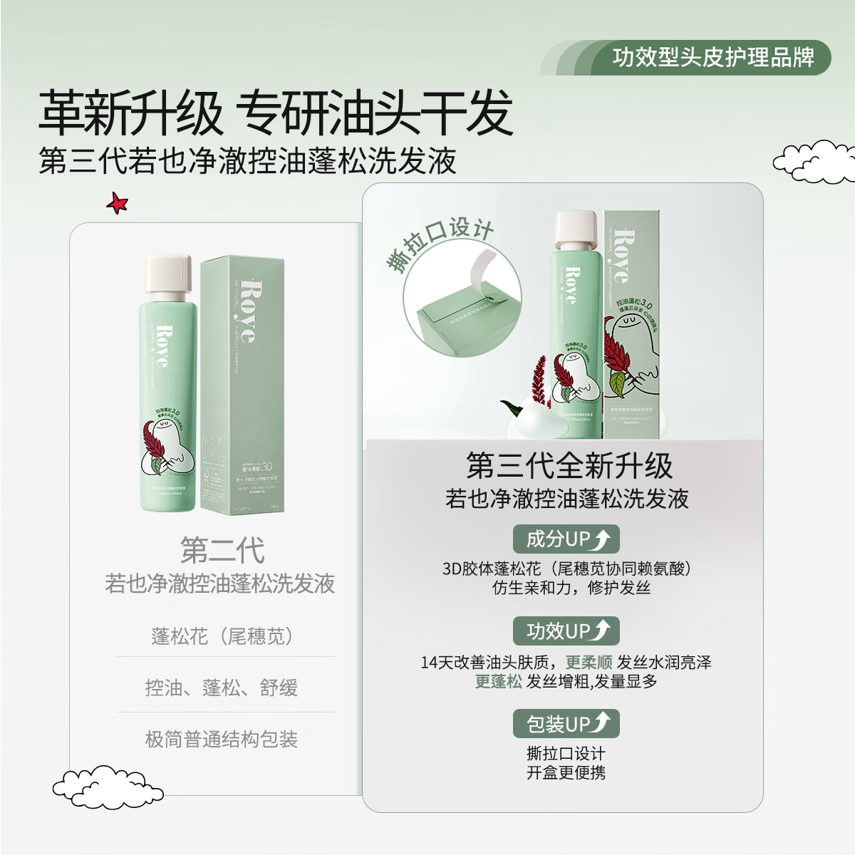 roye抱抱人联名控油蓬松洗发水 持久去油清洁洗头膏改善油扁塌男女 【油软塌必备】72h控油蓬松洗发水236ml*1