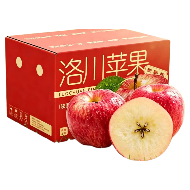 正宗红富士丑苹果脆爽多汁应季红富士苹果新鲜苹果多仓混发 陕西洛川带箱8斤净重7斤【果径75-80】