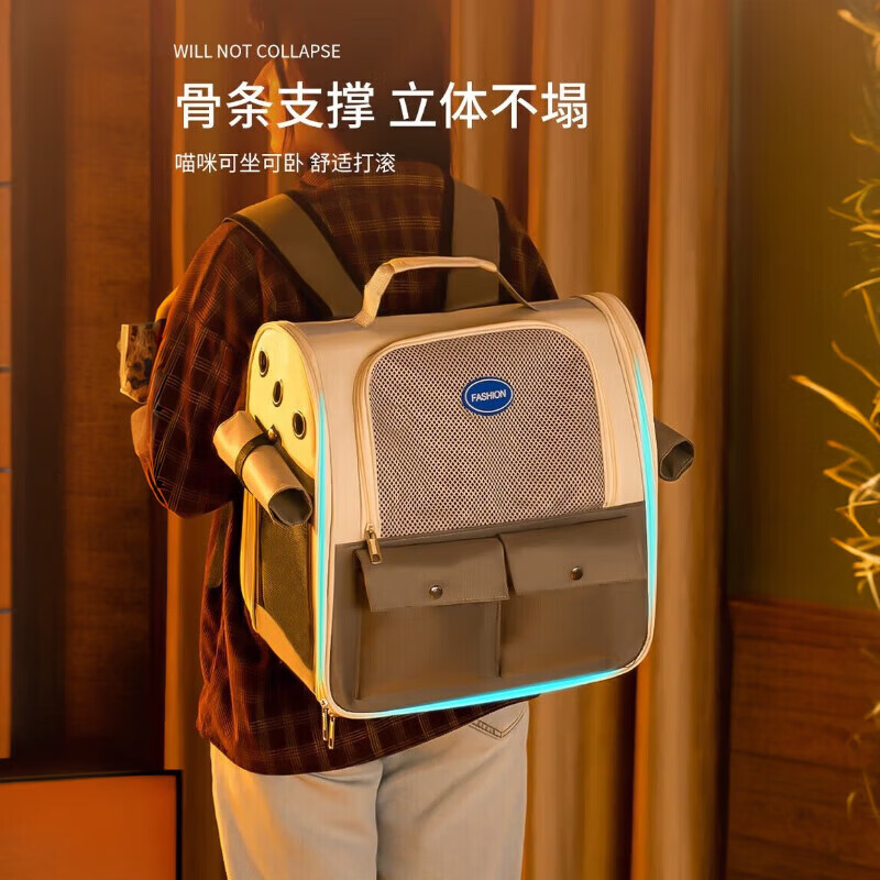 GERTHRON德国猫包外出便携透气双肩背包四季通用大容量猫笼子宠物猫咪狗包 高级灰【升级侧开互动 防应激卷帘】双肩包