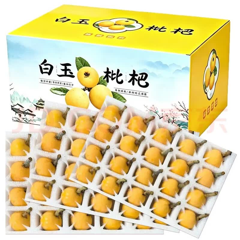 当天发货【正宗】苏州东山白玉枇杷JD多地次日达孕妇老人小孩水果 5斤96颗