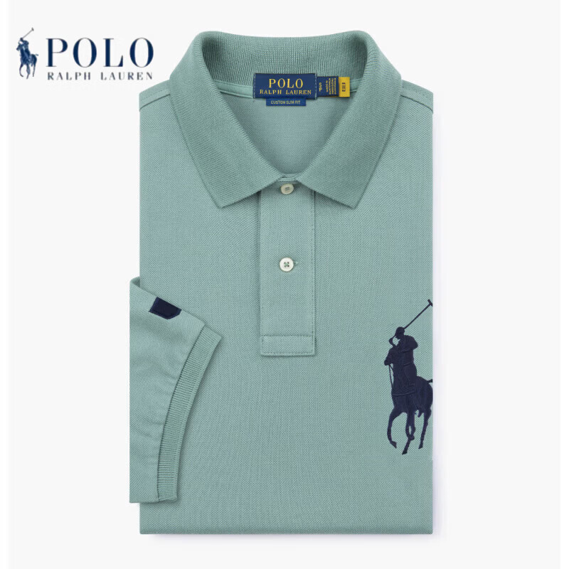 RALPH LAUREN 拉夫劳伦夏季短袖polo衫高端男装休闲纯棉小马标男士T恤衫夏季上衣礼盒装 宝蓝-红 M 备注身高体重,按身高体重定制发货