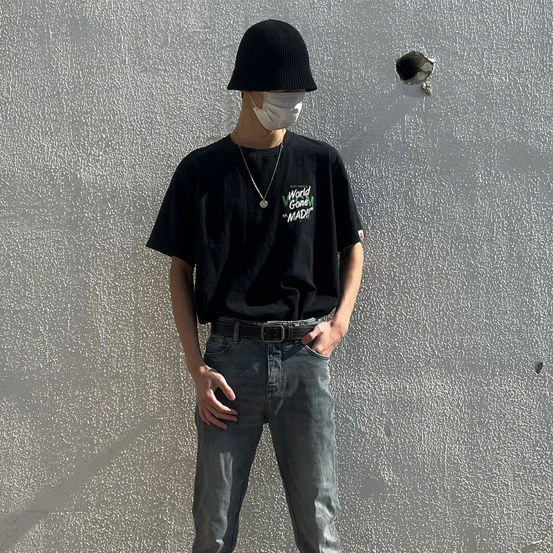 【新品】韩版针扣皮带男学生潮流百搭腰带 PU材质时尚皮带米白色 黑色(宽度3.3cm) 110cm