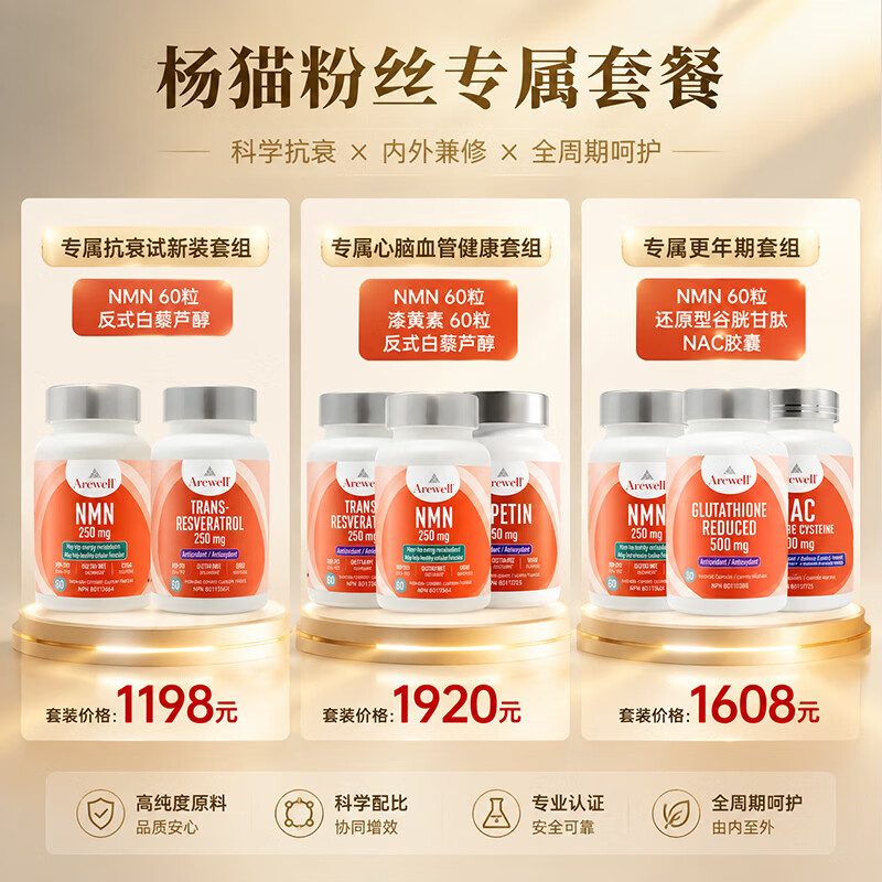 ARCWELL反式白藜芦醇胶囊250mg抗氧化护心脑美白亮肤淡斑抗衰加拿大进口  【养护心脑血管】反式白藜芦醇 60粒*1瓶