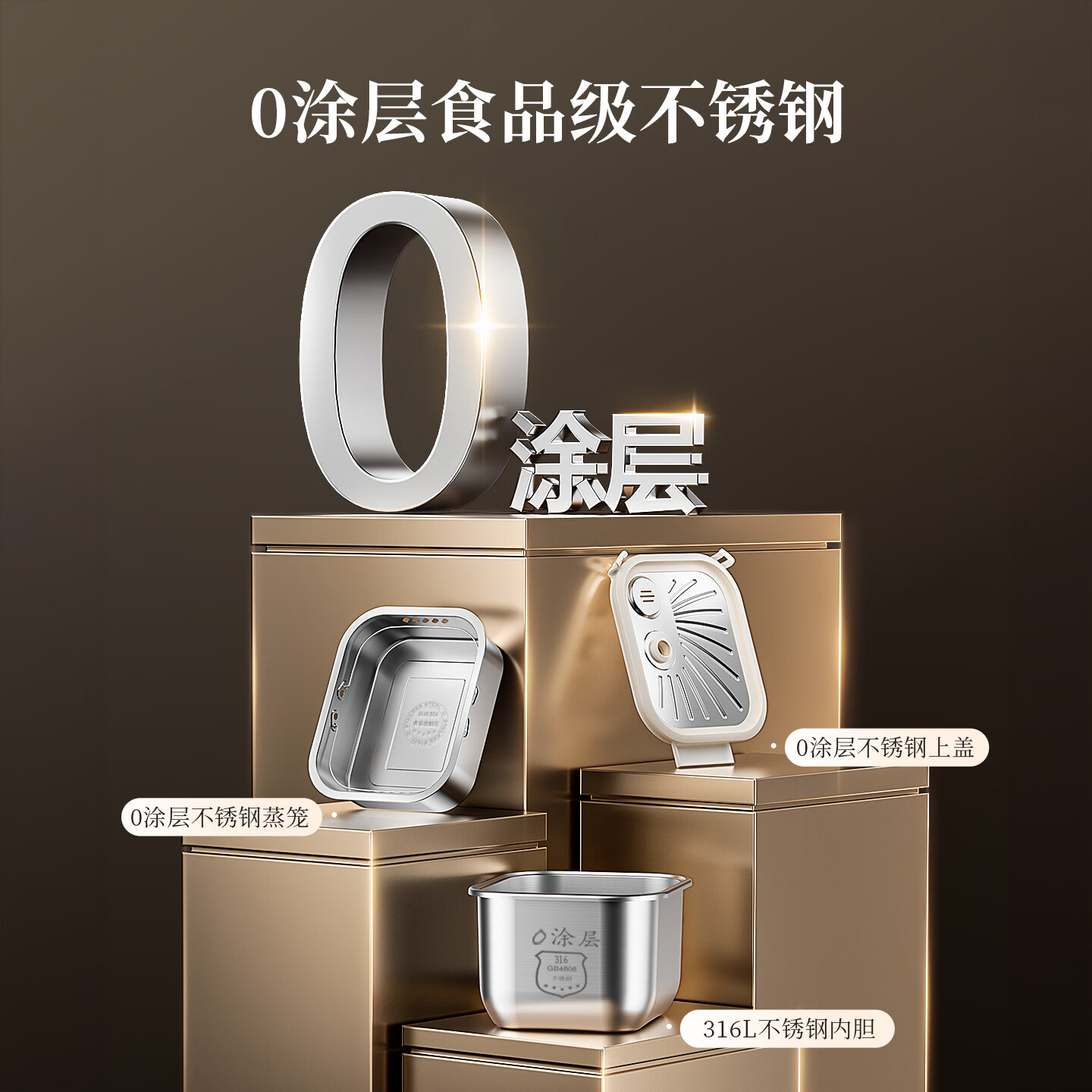 万福源0涂层双胆电饭煲多功能家用6L双锅二合一体316l不锈钢内胆电饭锅预约定时 中国红/0涂层316L不锈钢内胆 6L