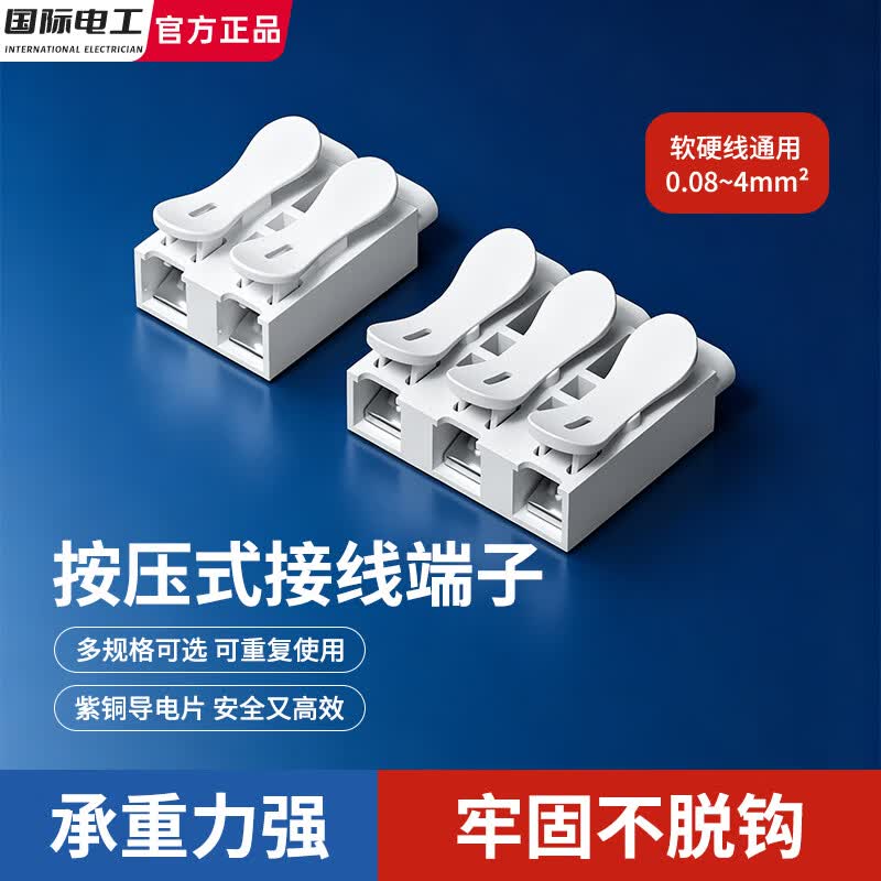 国际电工快速接线端子按压快接头接线器对线夹子CH-2卡扣夹led灯具并线柱 CH-2丨二进二出 （10只装）
