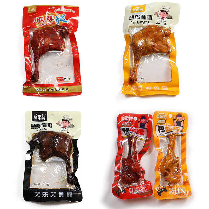笑乐笑 LAUGH CHEERY笑乐笑大鸭腿小吃卤鸭货肉类黑鸭办公室零食解馋辣的卤肉开袋即食 笑乐笑大鸭腿-混合味*5袋(3只大腿 2只小腿）