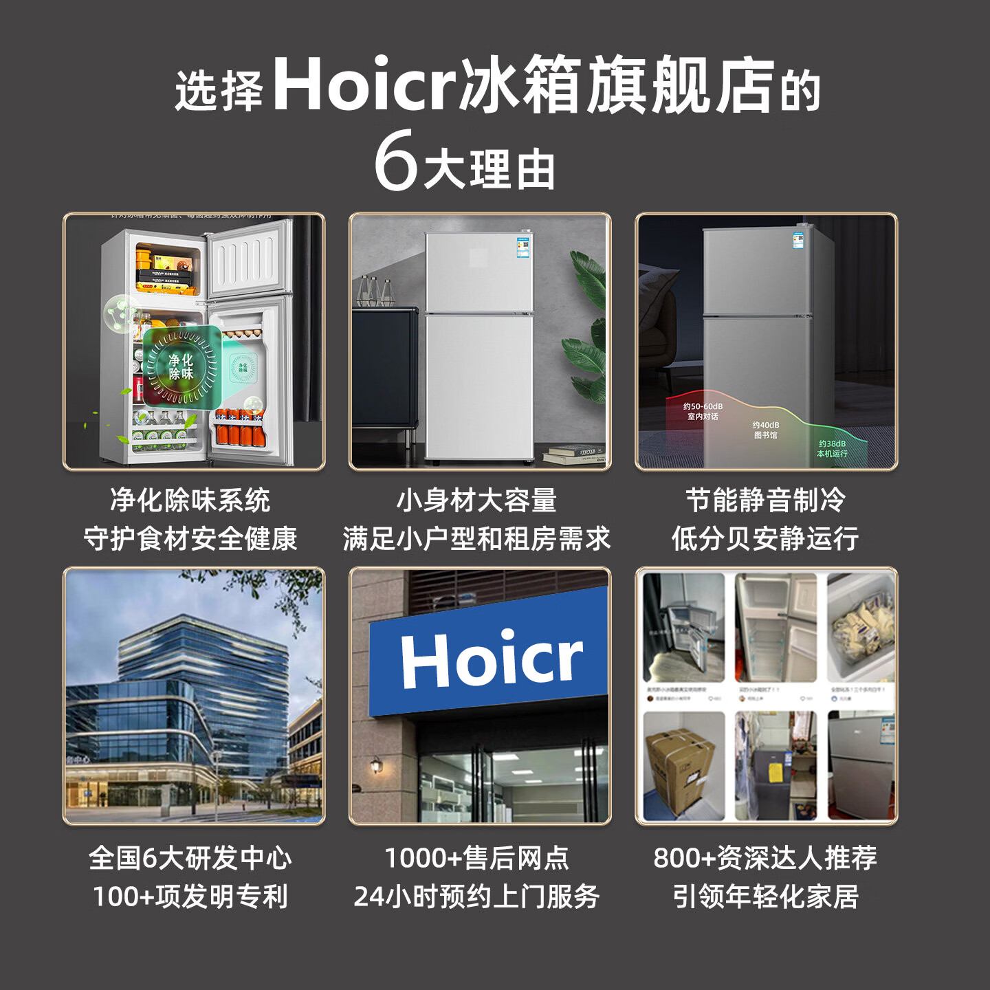 Hoicr冰箱【平台补贴30%】家用一级能效节能省电大容量低音降噪冷冻冷藏保鲜电冰箱除菌净味小型出租房 升级款318低音降噪-258L【店铺补贴】
