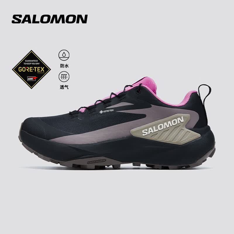 萨洛蒙（Salomon）女款 户外运动防水透气舒适轻量包裹长距离越野跑鞋 GENESIS GTX 仙客来粉 478629 36.5 (UK4丨 36 2/ 3)