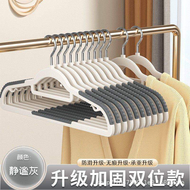 米卡博新款无痕衣架成人整理师家用衣柜收纳晾晒防滑肩角衣服架护领衣撑 防滑无痕双位款/整理师同款升级款【20个】 静谧灰 京东折扣/优惠券