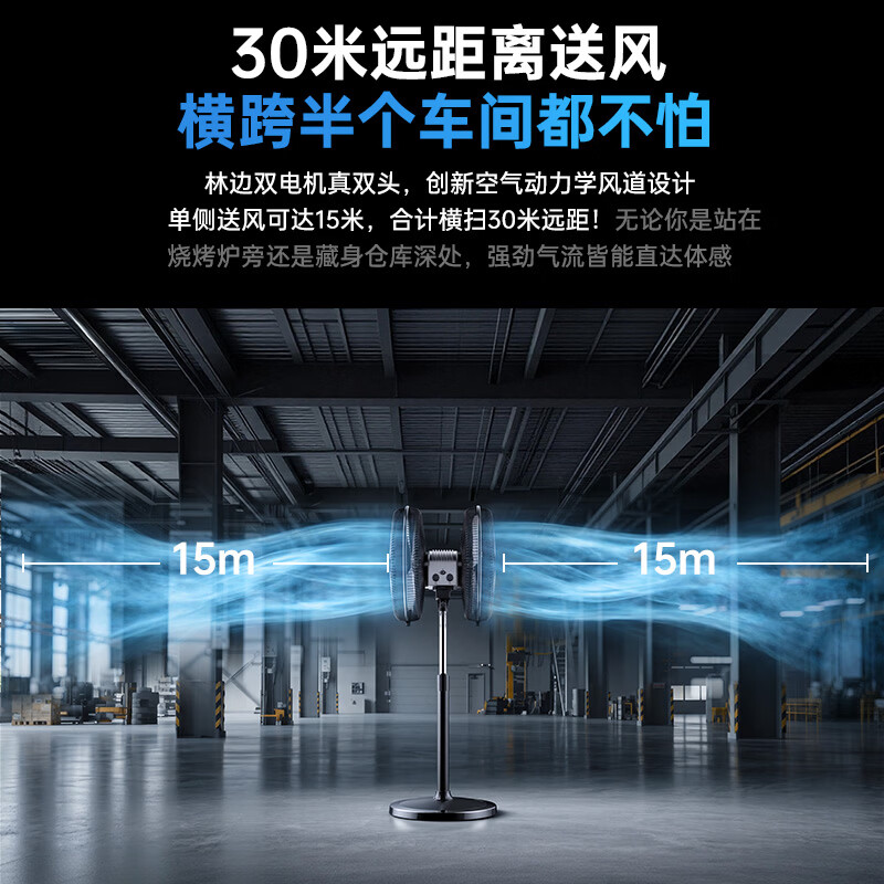林边双面落地扇铝叶大风量轻音电风扇360度双头风扇旋转摇头立式饭店落地商用大排档两面商用风扇 20寸黑色双面落地扇【360度摇头+双开双控】