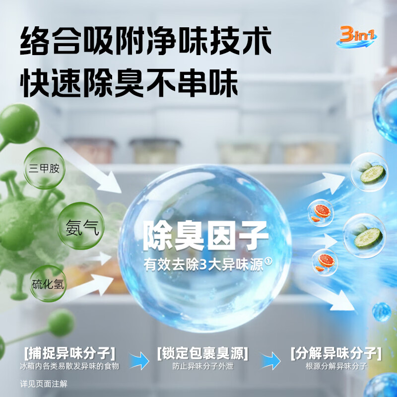 西兰冰箱除味剂抑菌李斯特菌除臭盒三腔除味神器净化去味 【店长推荐*3盒】柚子香*2盒+青瓜香*1盒