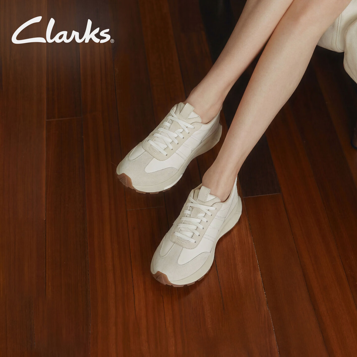 Clarks其乐CraftSpeed Lo新品跑步鞋舒适透气轻量缓震厚底复古运动鞋 白色 261803514 37