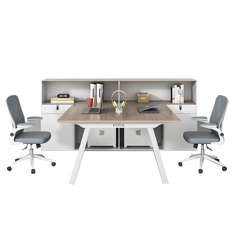 安美诚 职员办公桌简约现代4 6人员工位卡座屏风隔断卡位办公室桌椅组合 两人位含柜【不含椅】