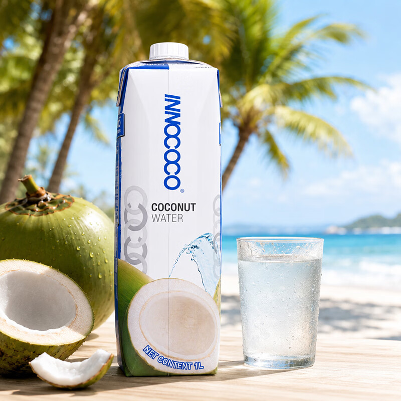 INNOCOCO椰子水泰国原装进口100%纯椰子汁孕妇专用0脂0添加果汁电解质饮料 天然椰子水 1L*2瓶【尝鲜装】