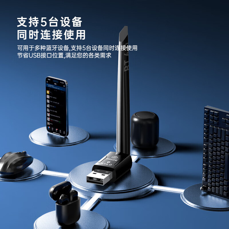毕亚兹USB蓝牙适配器type-c蓝牙适配器免驱动蓝牙音频接收器 电脑台式机PC蓝牙模块发射器连键鼠耳机音响 【6.0版】USB蓝牙适配器【高增益天线信号增强】