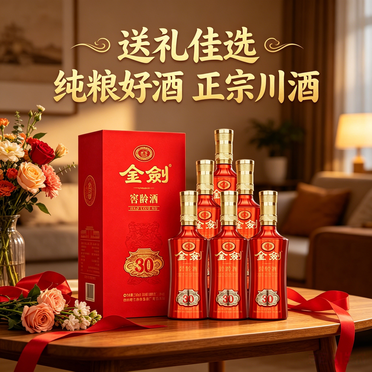 剑南春金剑窖龄酒30浓香型白酒精品纯粮酒 礼盒整箱过节送礼  52度 500mL 6瓶 【金剑窖龄酒30 原箱1箱】