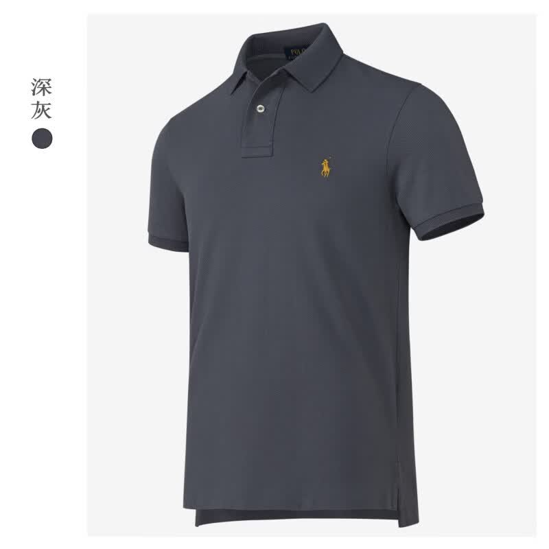RALPH LAUREN 拉夫劳伦男装北美小马标2026夏季新款高端商务休闲纯棉短袖polo衫半袖上衣 黑配红 L 备注身高体重，按身高体重定制发货