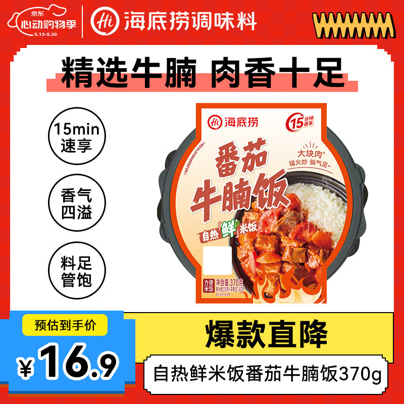 海底捞自热米饭方便速食大分量午餐夜宵自热鲜米饭番茄牛腩饭370g