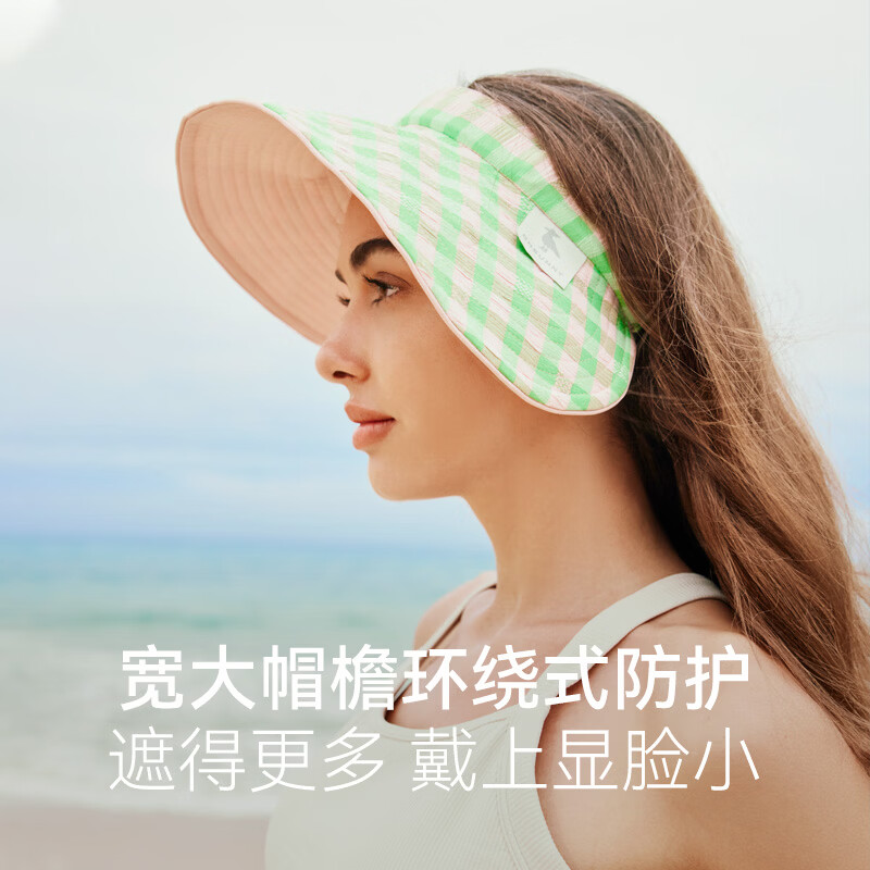 OhSunny防晒帽格纹飘带渔夫帽大帽檐防紫外线遮阳帽 辰雨紫-发箍帽